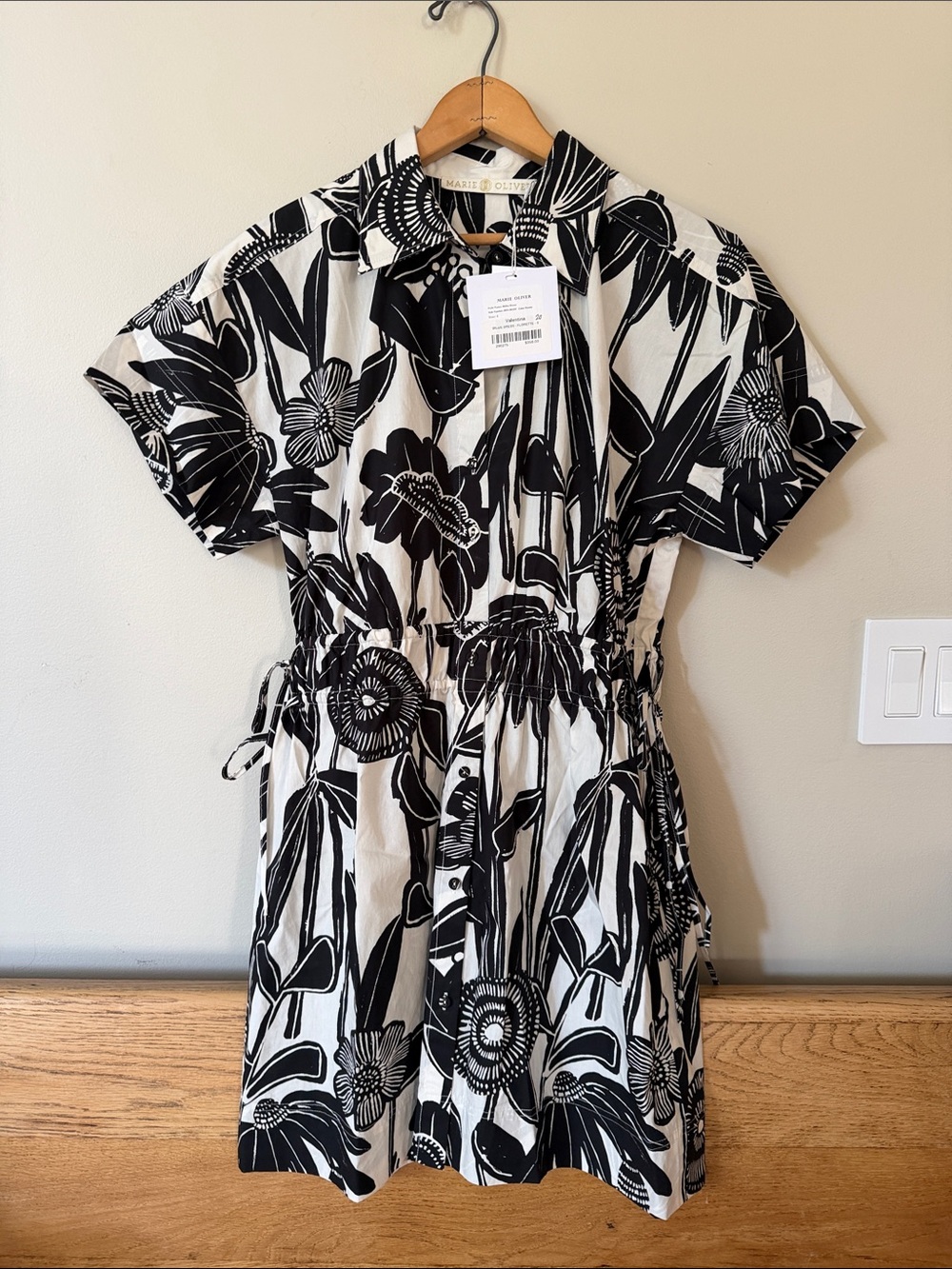 MARIE OLIVER 🆕 NWT Billie Floral Black & White Mini Dress in Florette Size S